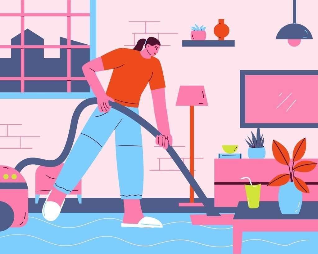 Woman cleaning illustration