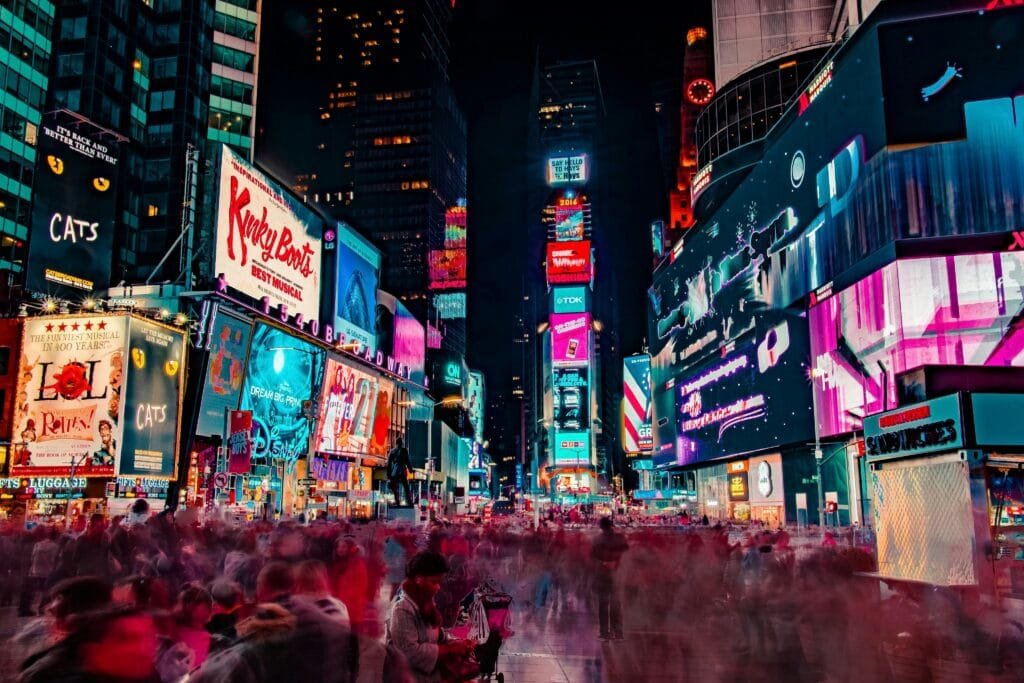 Times Square in New York filled with ads